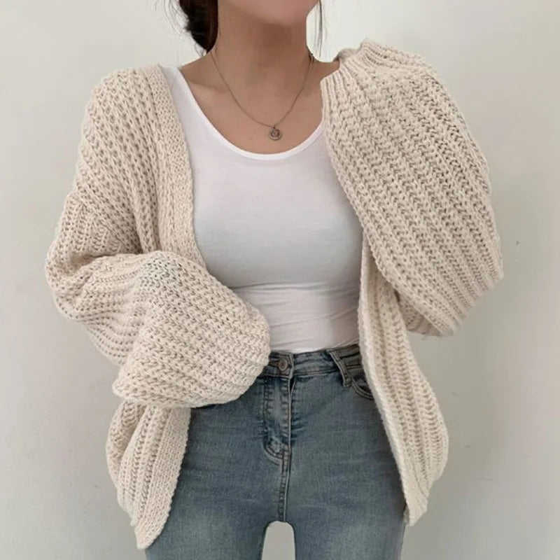V-neck Oversized Long Sleeve Lazy Holiday Y2k Cardigan