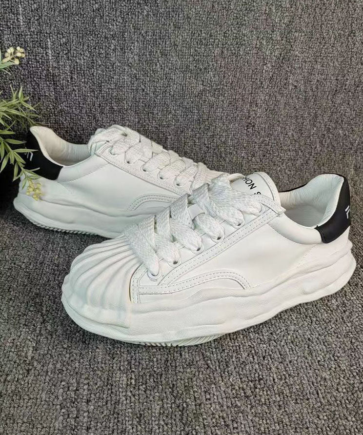 Versatile White Splicing Flat Shoes Cross Strap Dd1007