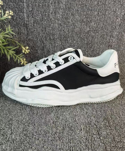 Versatile White Splicing Flat Shoes Cross Strap Dd1007