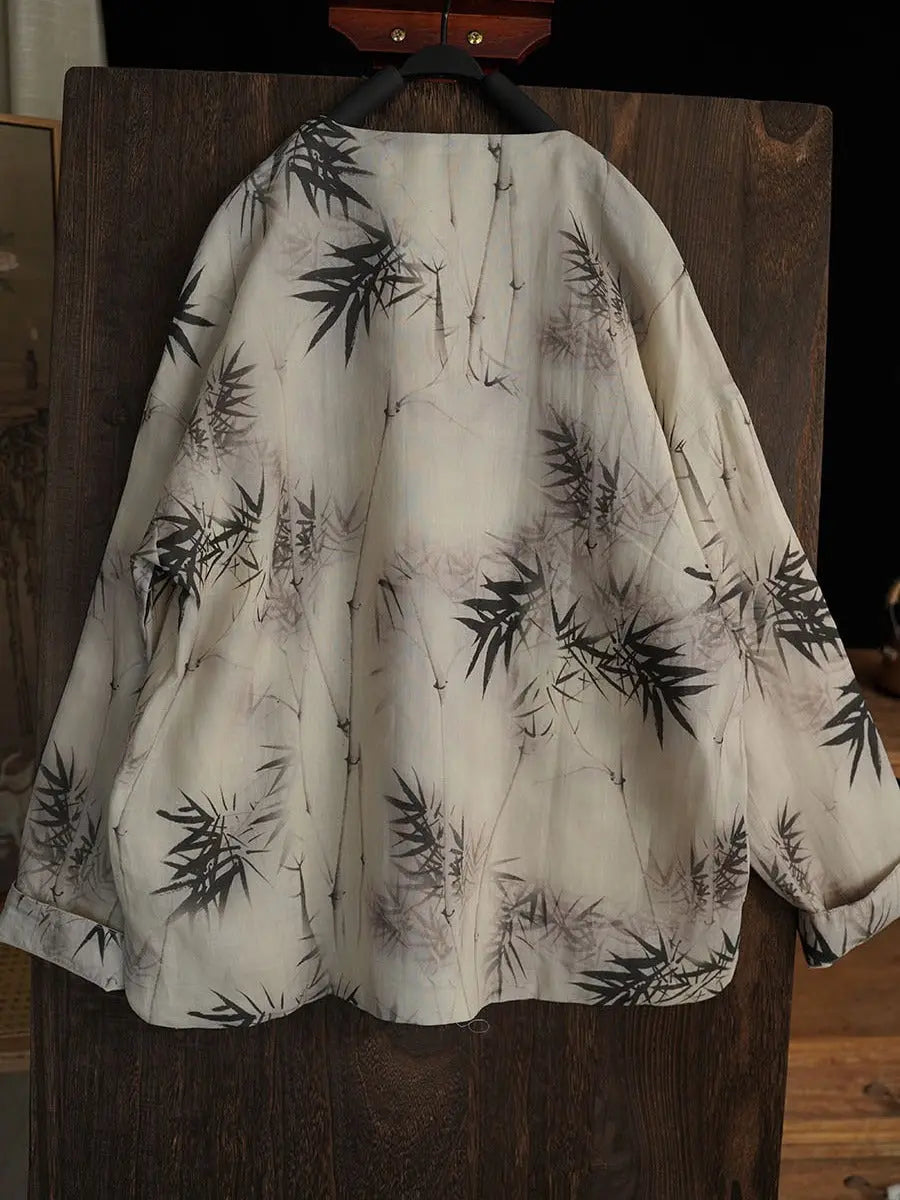 Bamboo Leaf Print Ramie Sweatshirt