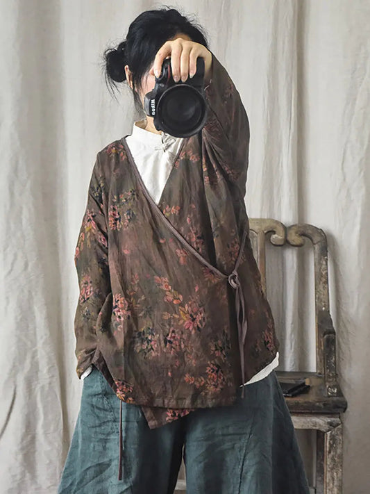 Print Slant-closure Coat