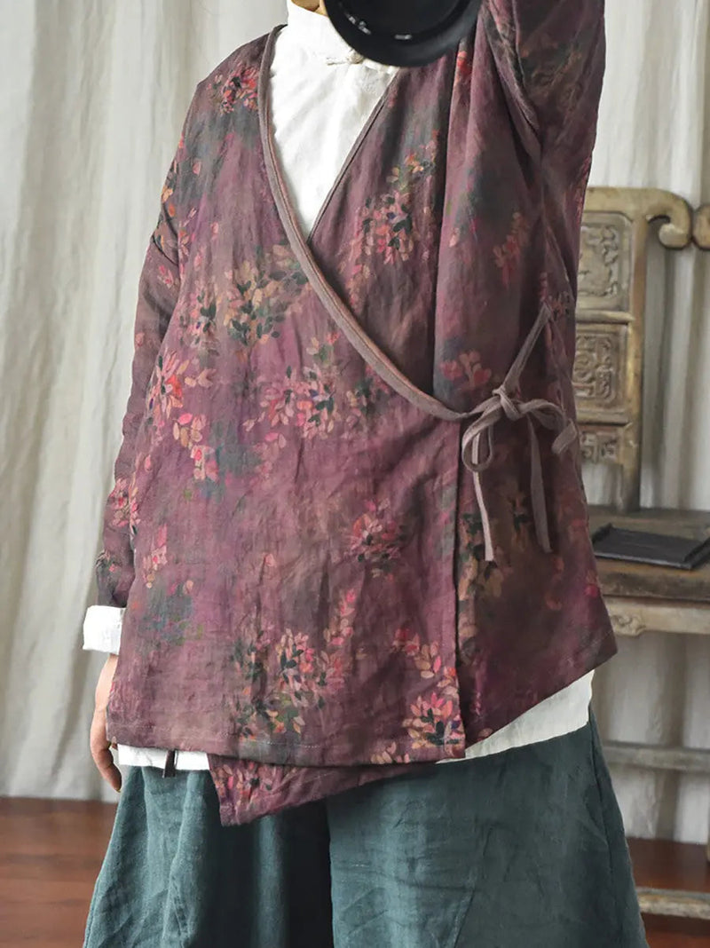Print Slant-closure Coat