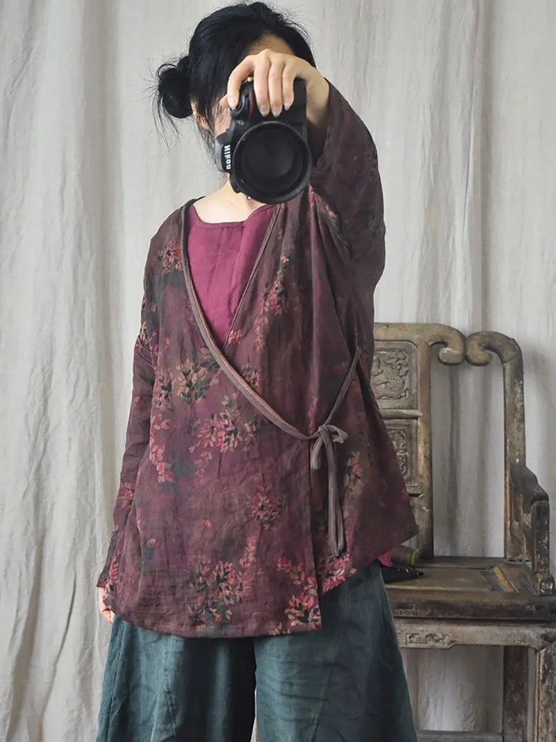 Print Slant-closure Coat