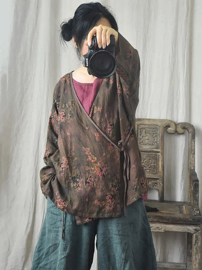 Print Slant-closure Coat