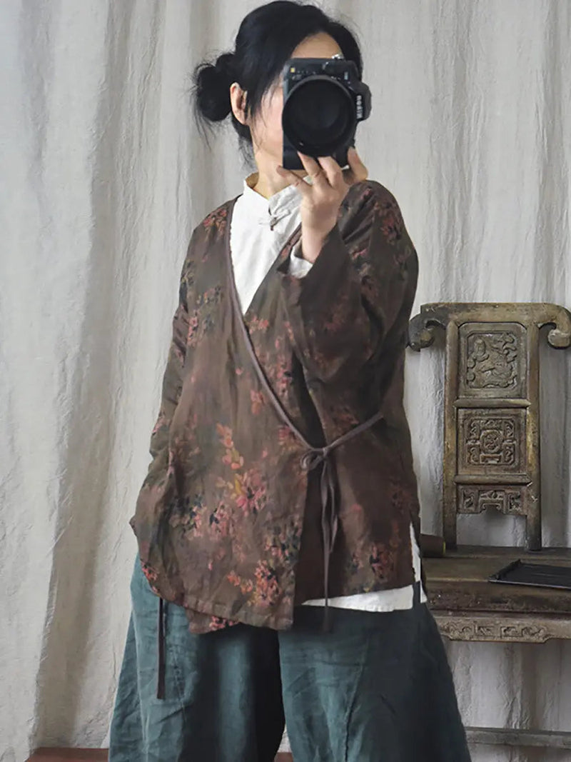 Print Slant-closure Coat