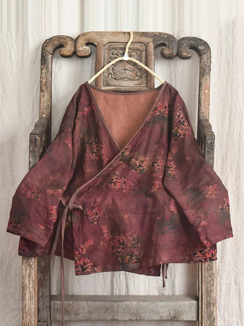 Print Slant-closure Coat
