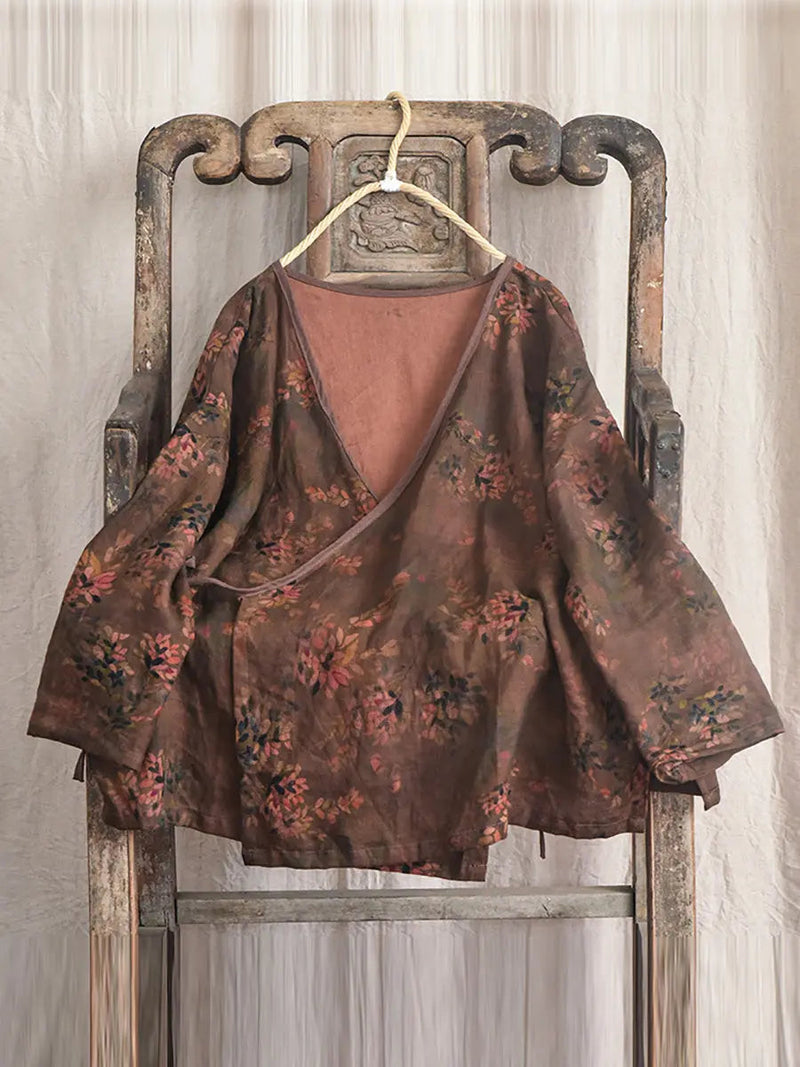 Print Slant-closure Coat
