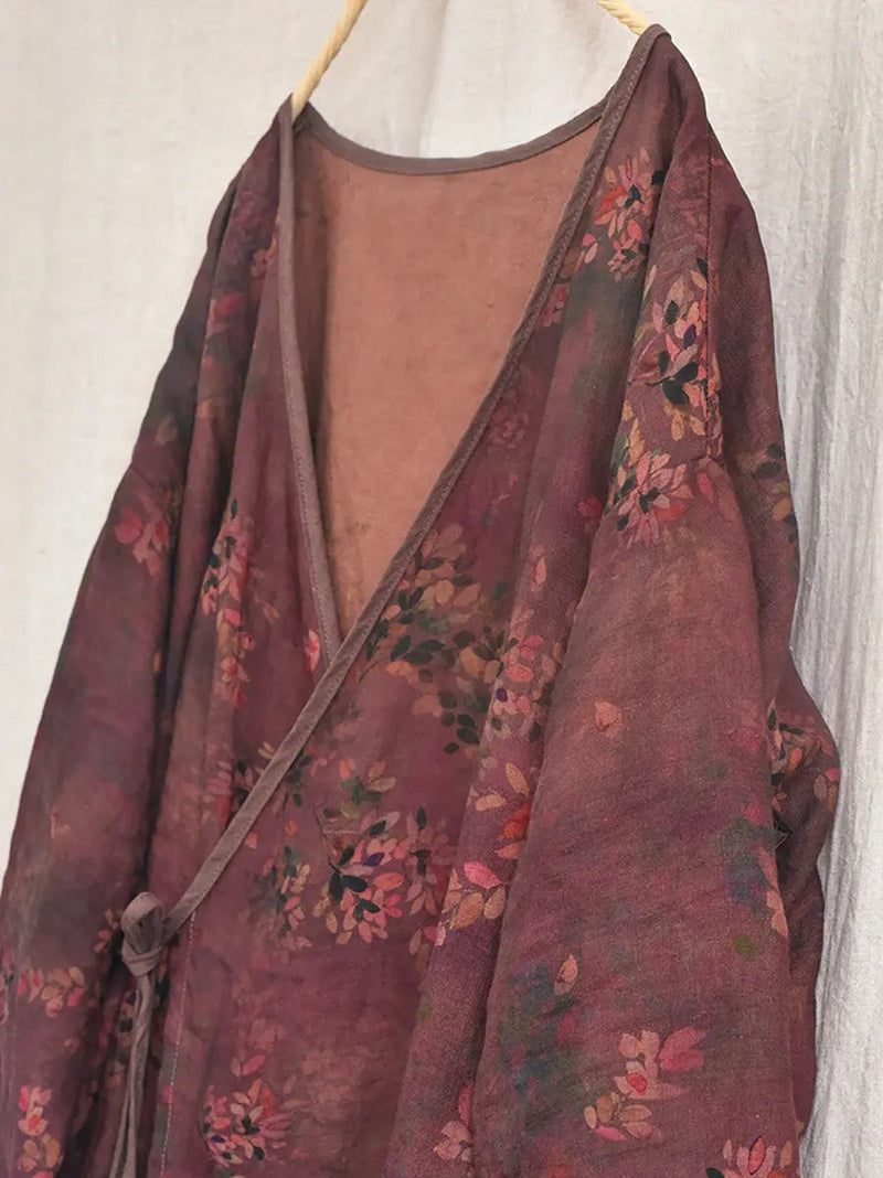 Print Slant-closure Coat
