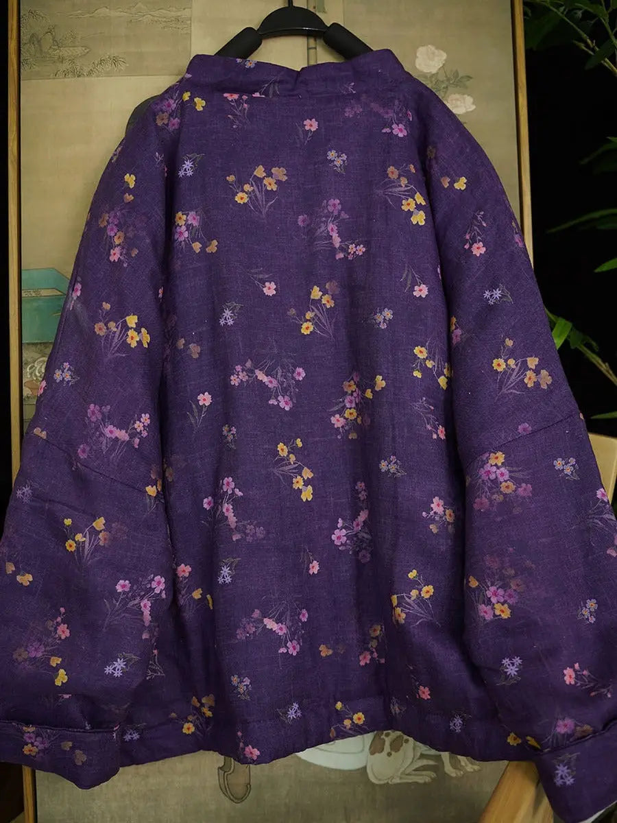 Print Linen Padded Coat