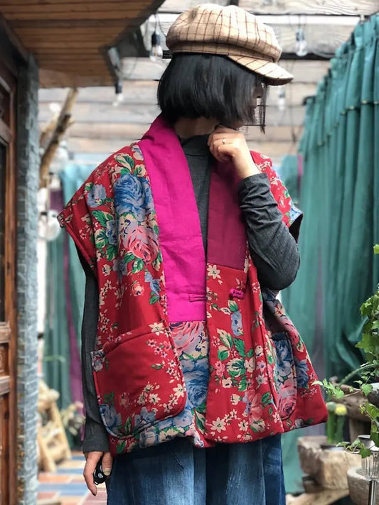 Spliced V-neck Vest Coat