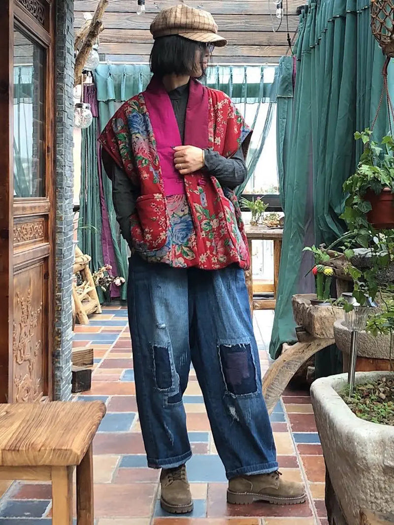 Spliced V-neck Vest Coat