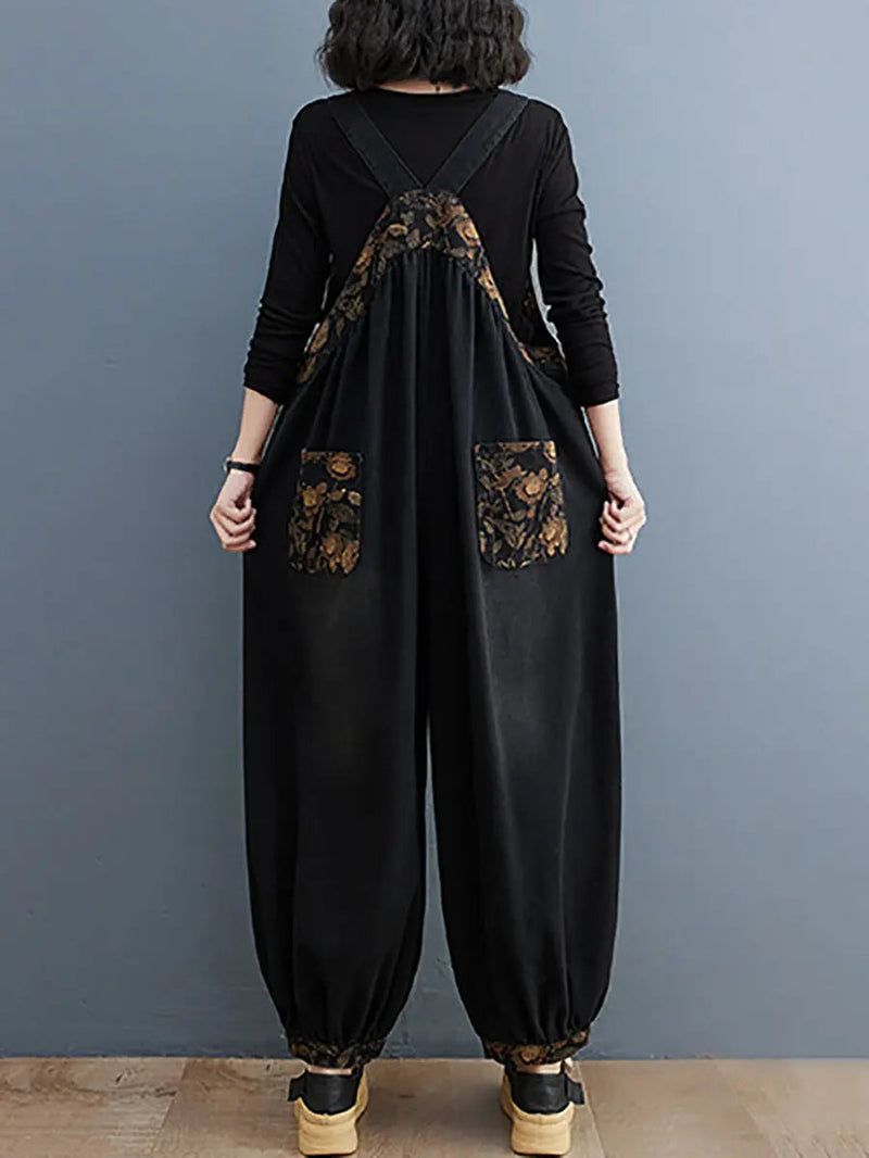 Spliced Winter Denim Jumpsuits
