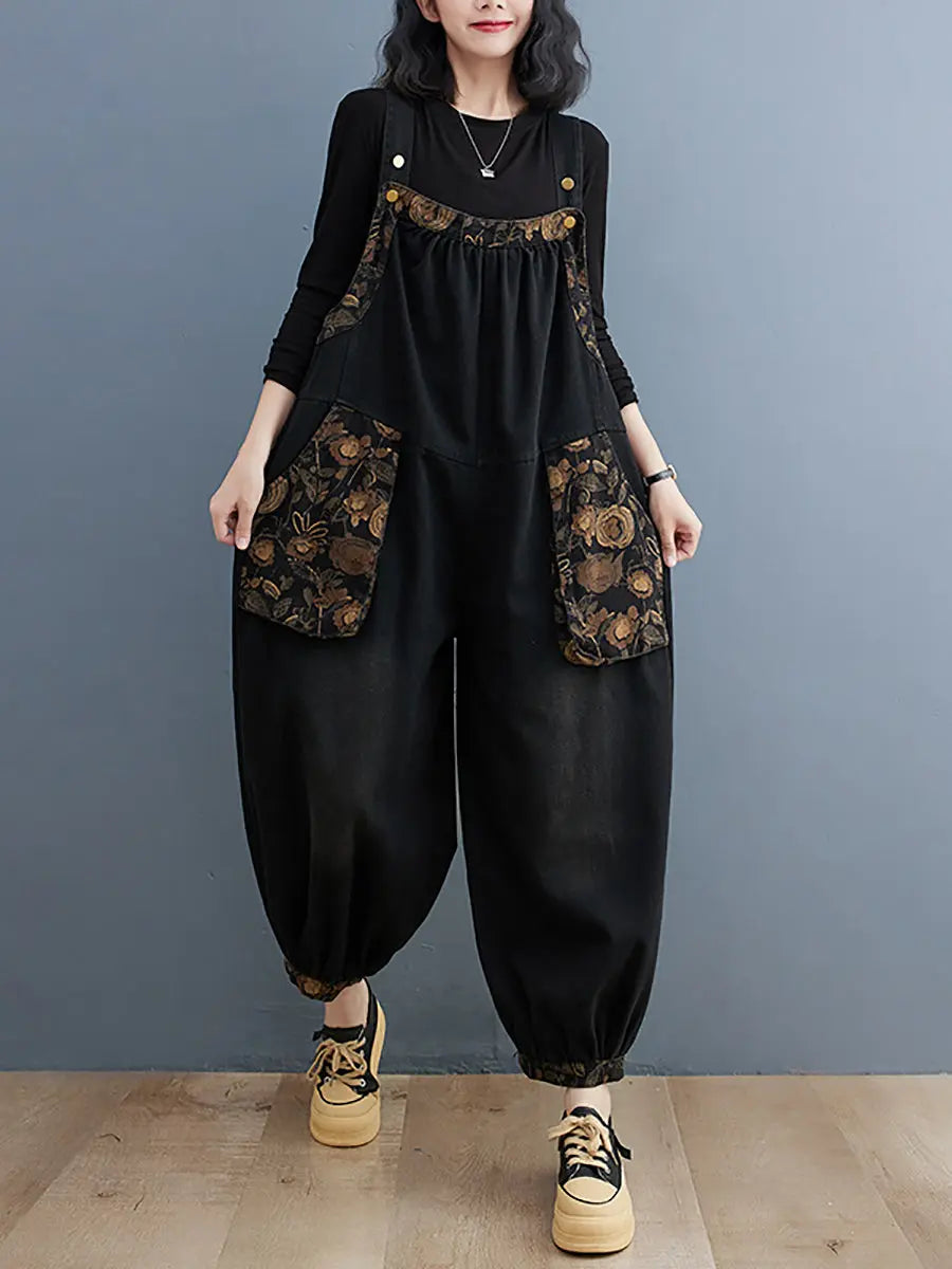Spliced Winter Denim Jumpsuits