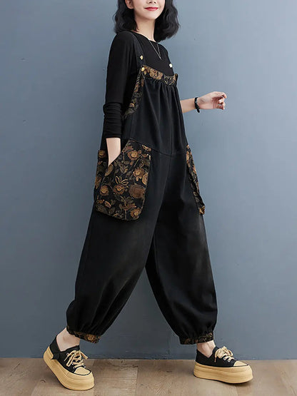 Spliced Winter Denim Jumpsuits
