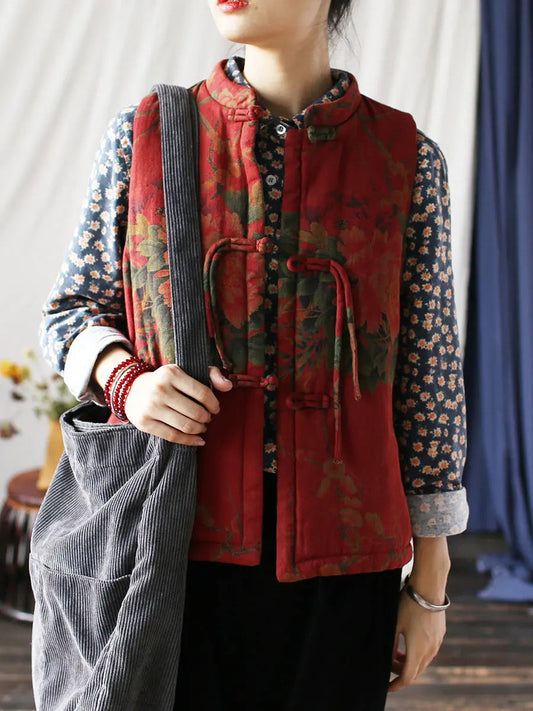 Flower Print Cotton Padded Coat