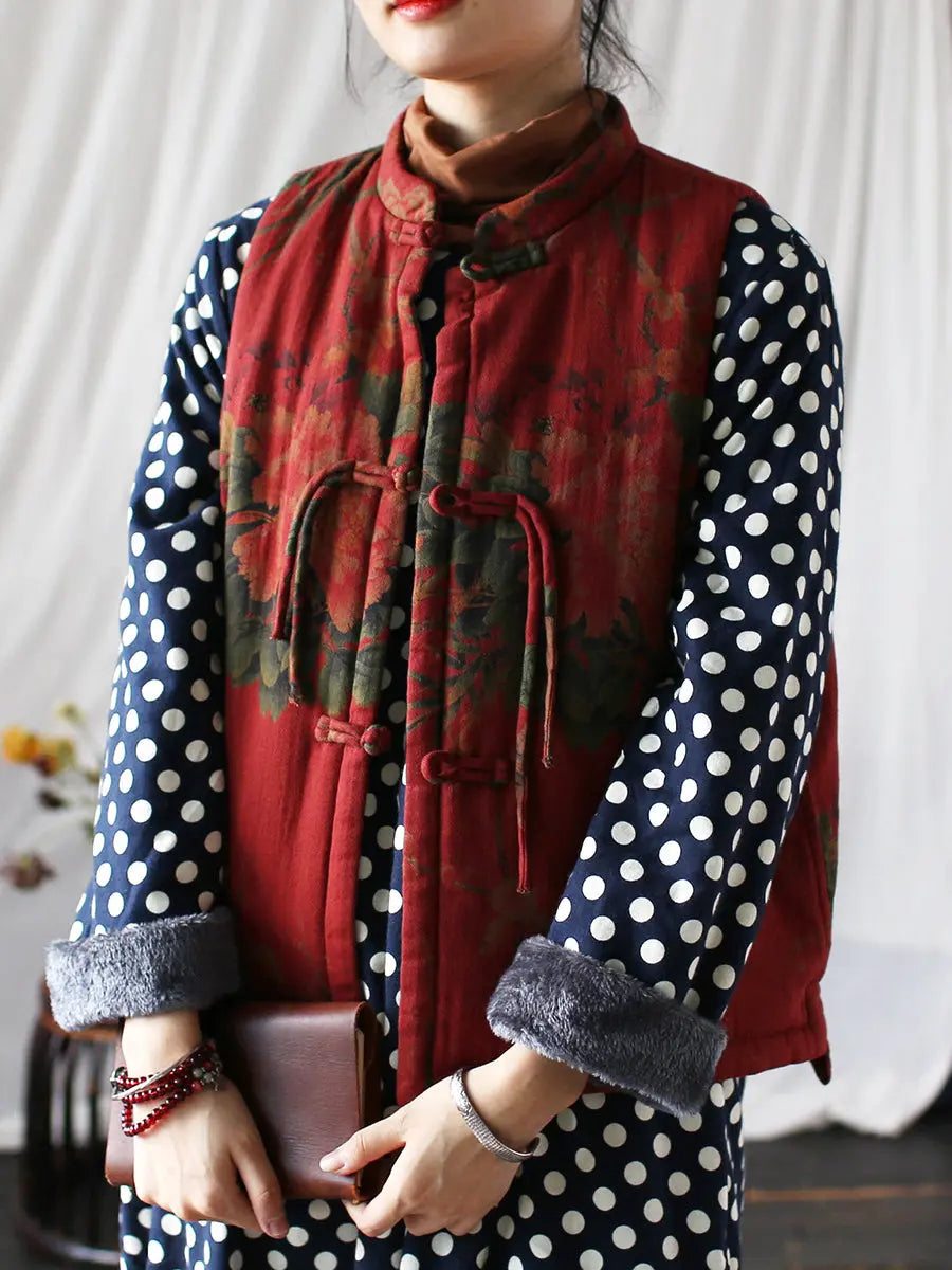 Flower Print Cotton Padded Coat