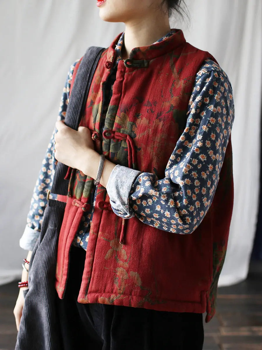 Flower Print Cotton Padded Coat