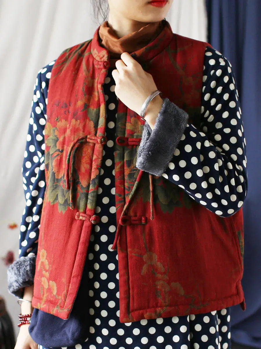 Flower Print Cotton Padded Coat