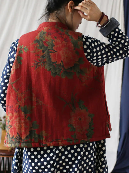 Flower Print Cotton Padded Coat