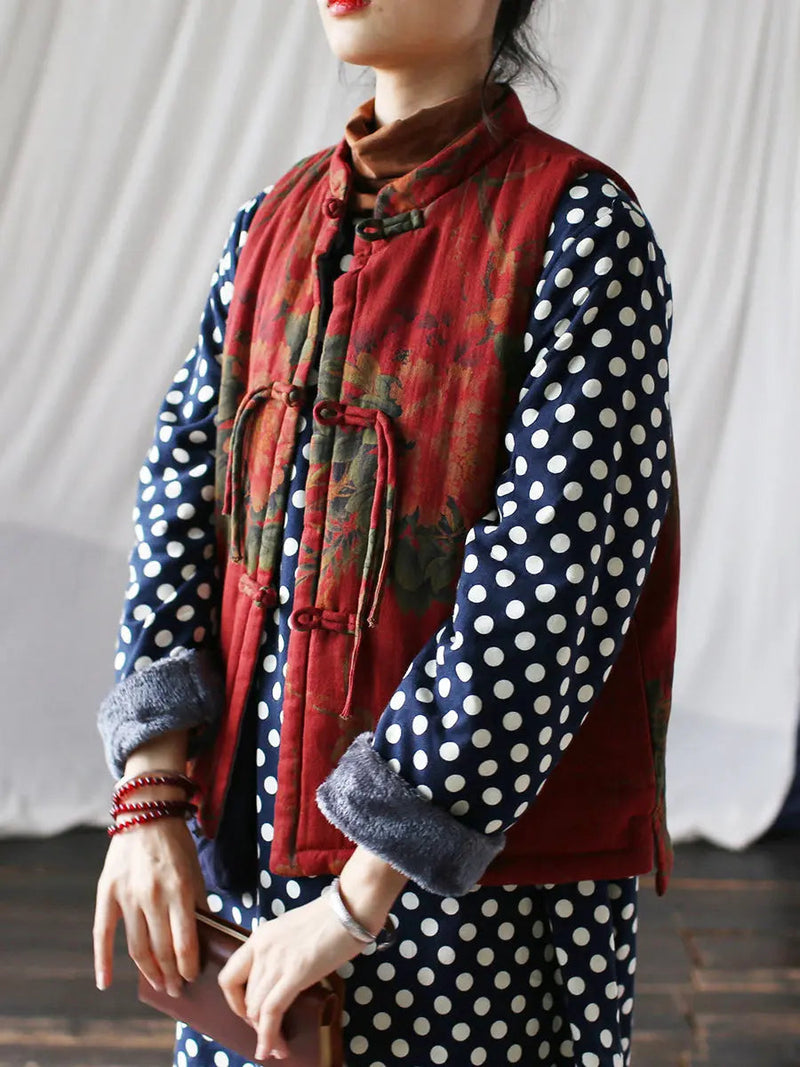 Flower Print Cotton Padded Coat