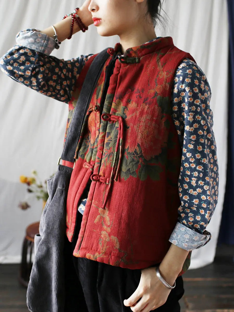 Flower Print Cotton Padded Coat