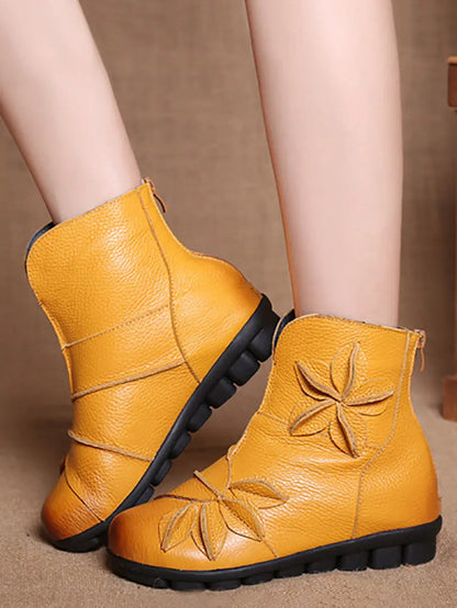 Leather Spliced Ankle Boots