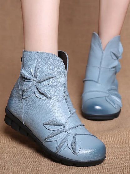Leather Spliced Ankle Boots