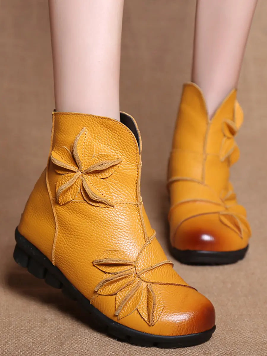 Leather Spliced Ankle Boots