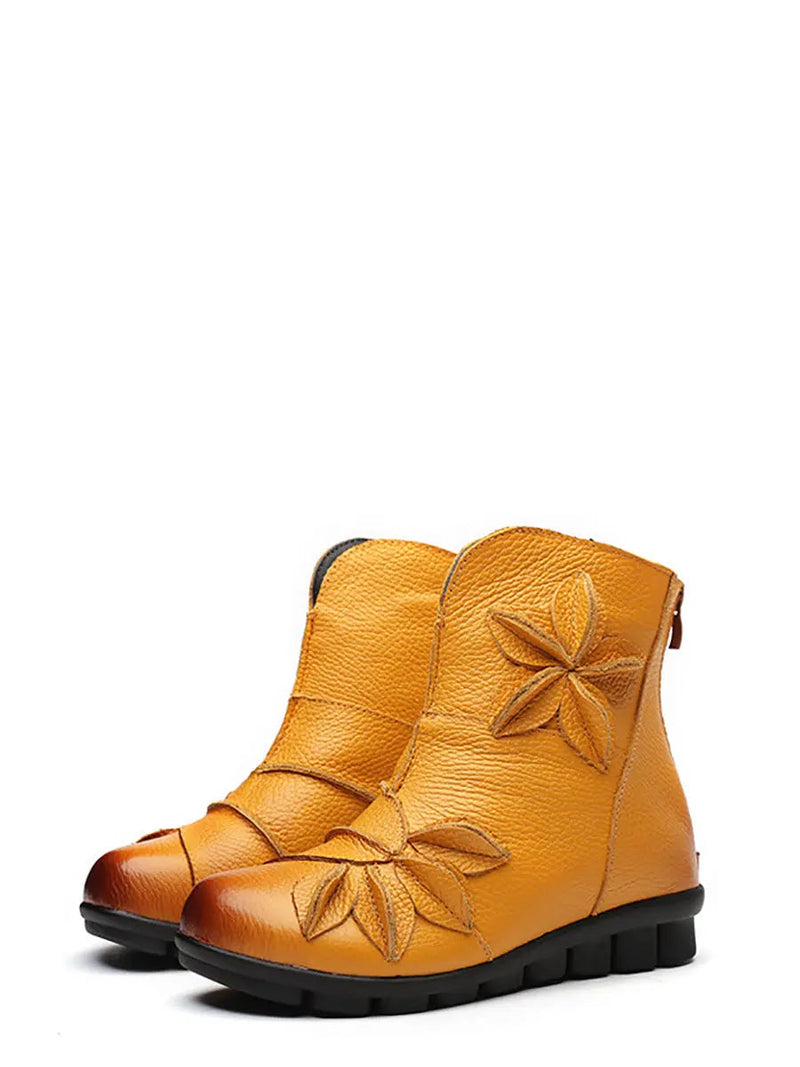 Leather Spliced Ankle Boots