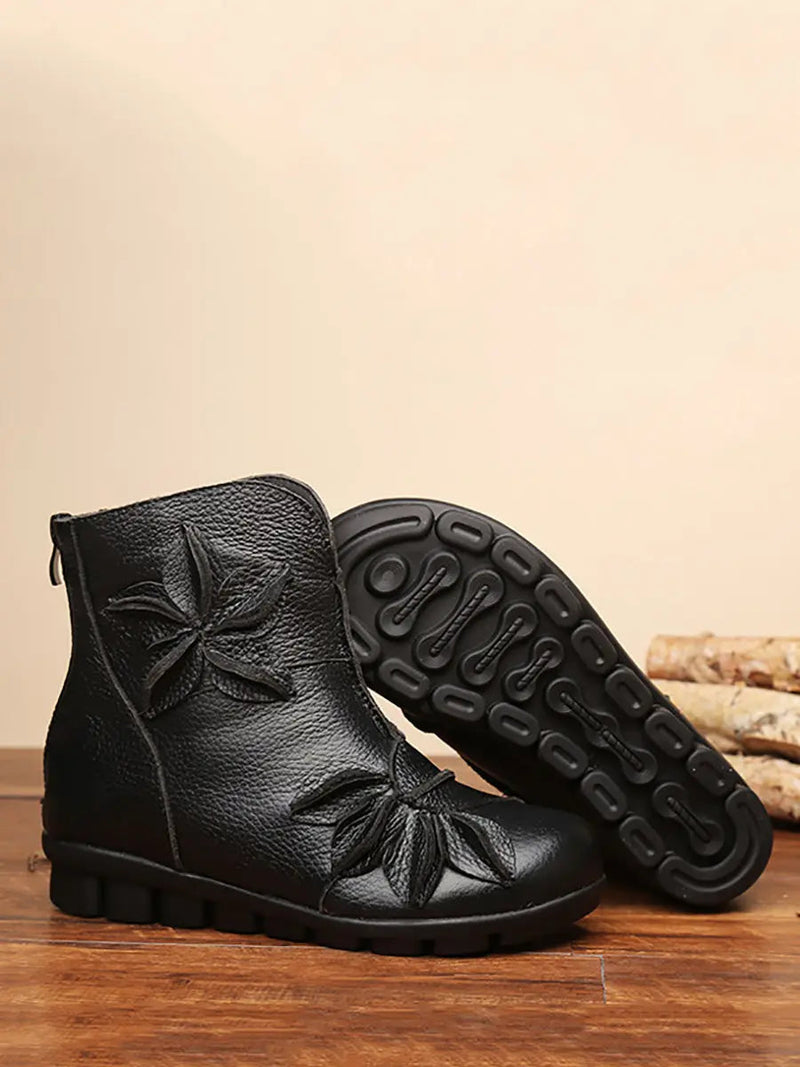 Leather Spliced Ankle Boots