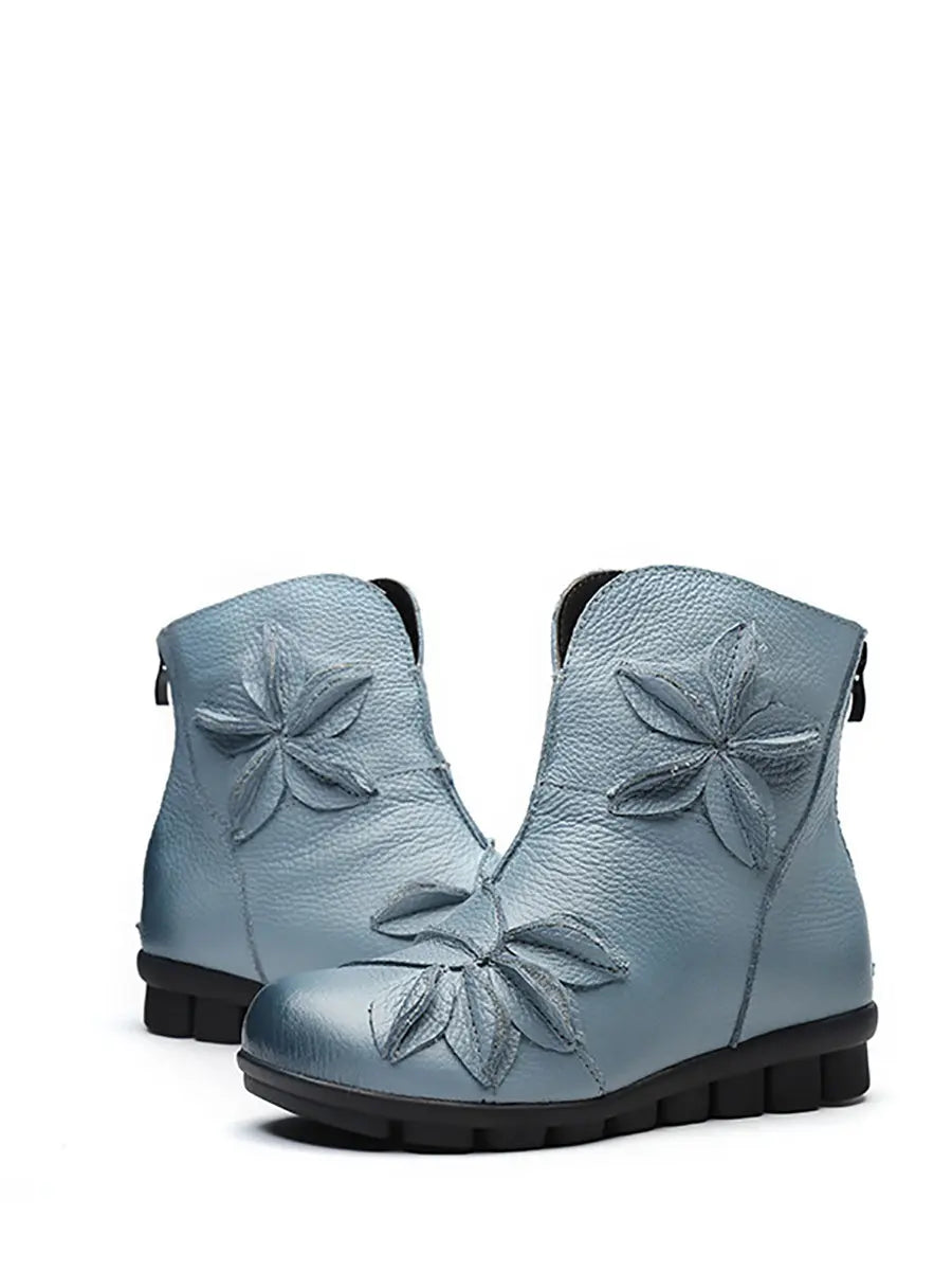 Leather Spliced Ankle Boots