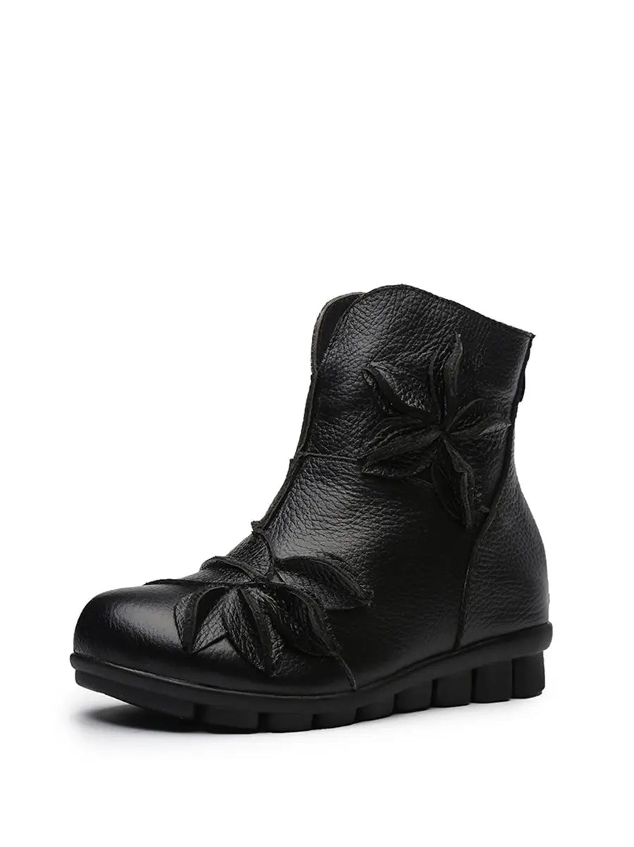Leather Spliced Ankle Boots