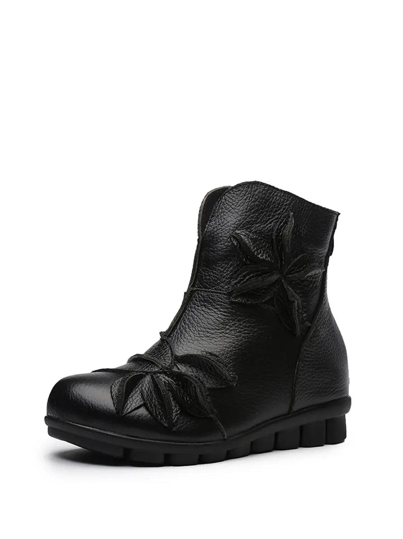 Leather Spliced Ankle Boots