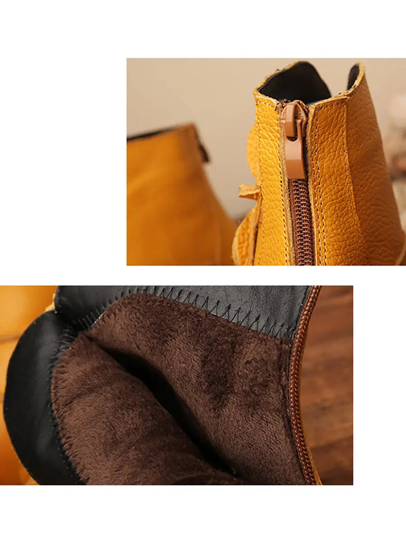 Leather Spliced Ankle Boots