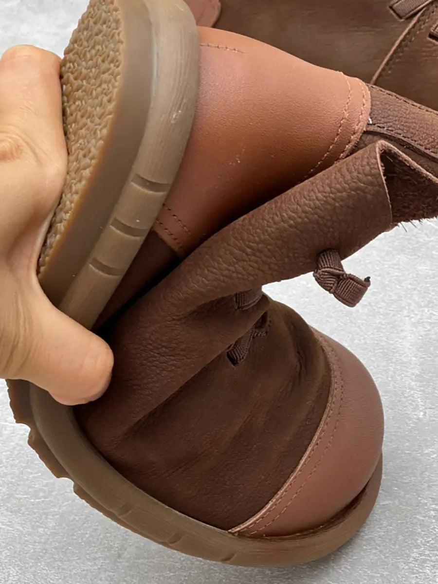 Leather Spliced Drawstring Boots