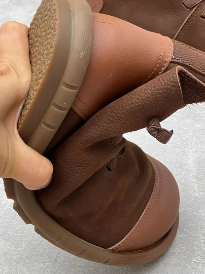 Leather Spliced Drawstring Boots