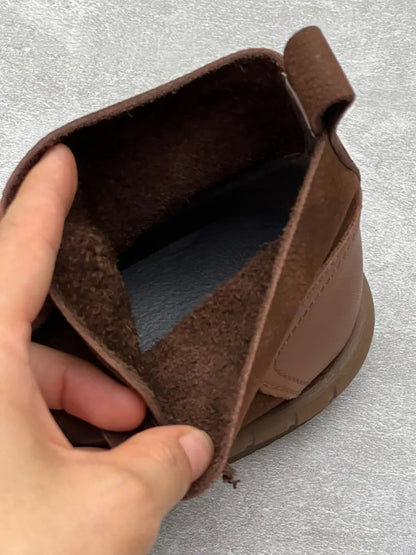 Leather Spliced Drawstring Boots