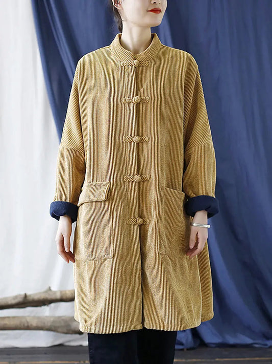 Corduroy Long Winter Coat