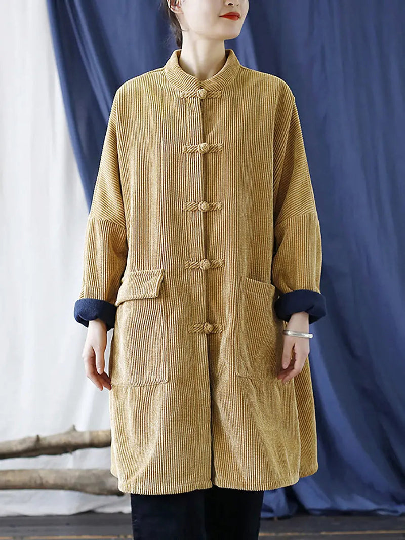 Corduroy Long Winter Coat