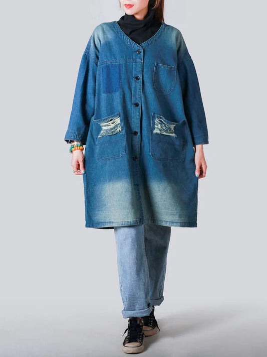Frayed Denim Coat