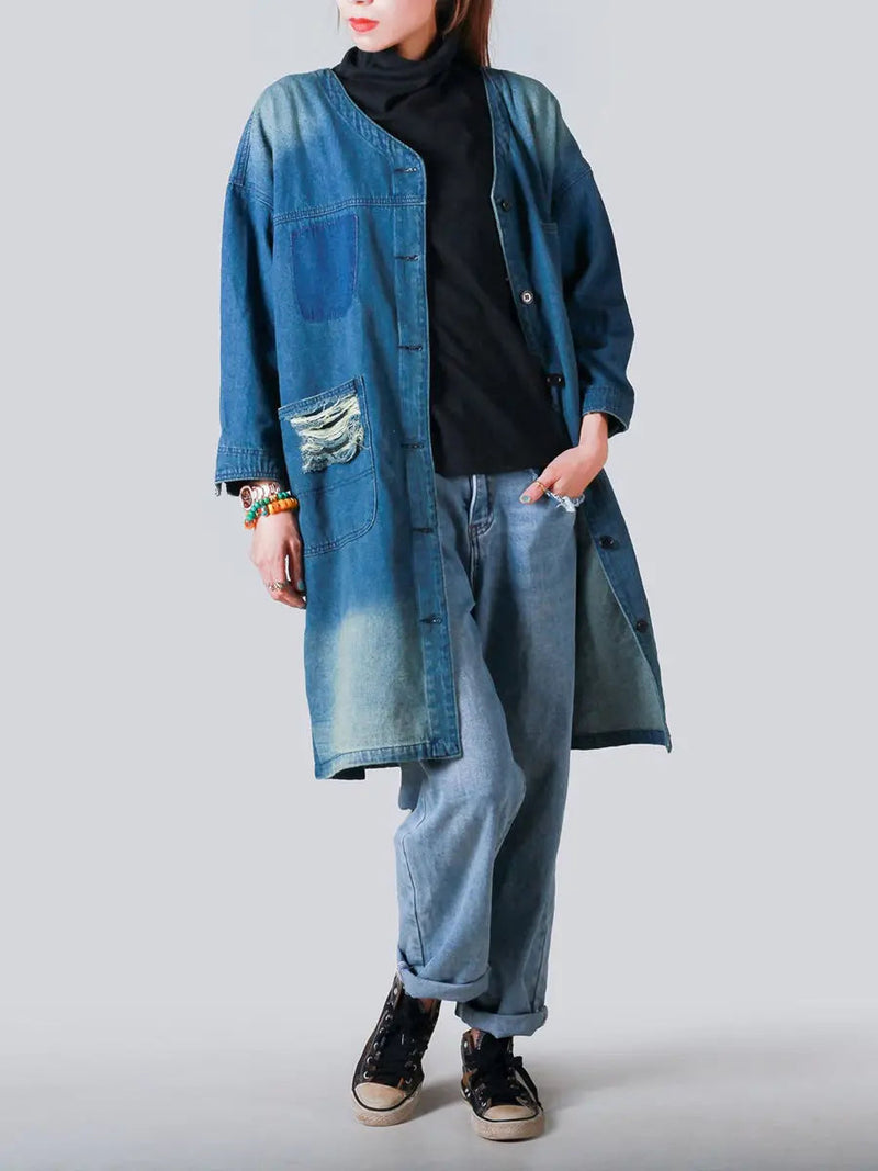 Frayed Denim Coat
