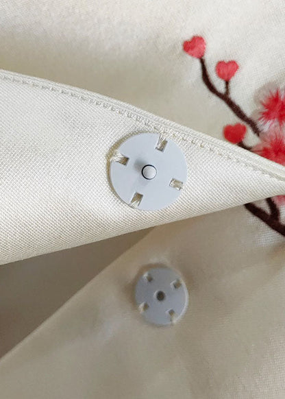 White Embroideried Patchwork Silk Outwear Long Sleeve Ly1064