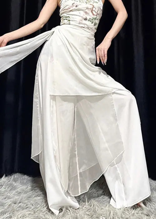 White High Waist Cotton Dance Pants Summer Cg1028