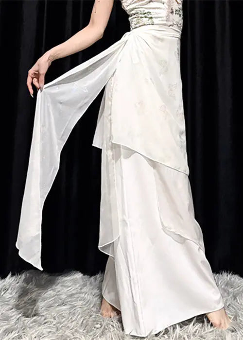 White High Waist Cotton Dance Pants Summer Cg1028