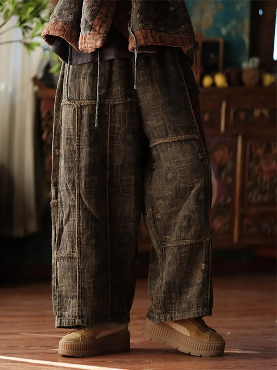Spliced Wide-leg Pants
