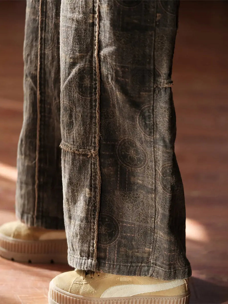 Spliced Wide-leg Pants