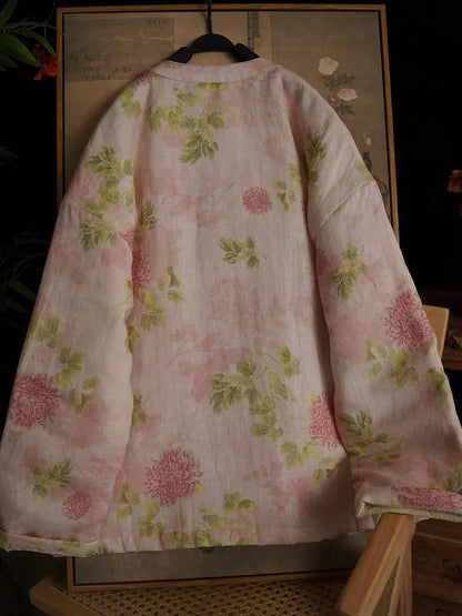 Flower Pink Linen Coat