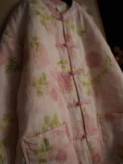 Flower Pink Linen Coat