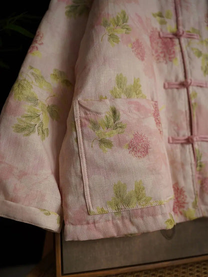 Flower Pink Linen Coat