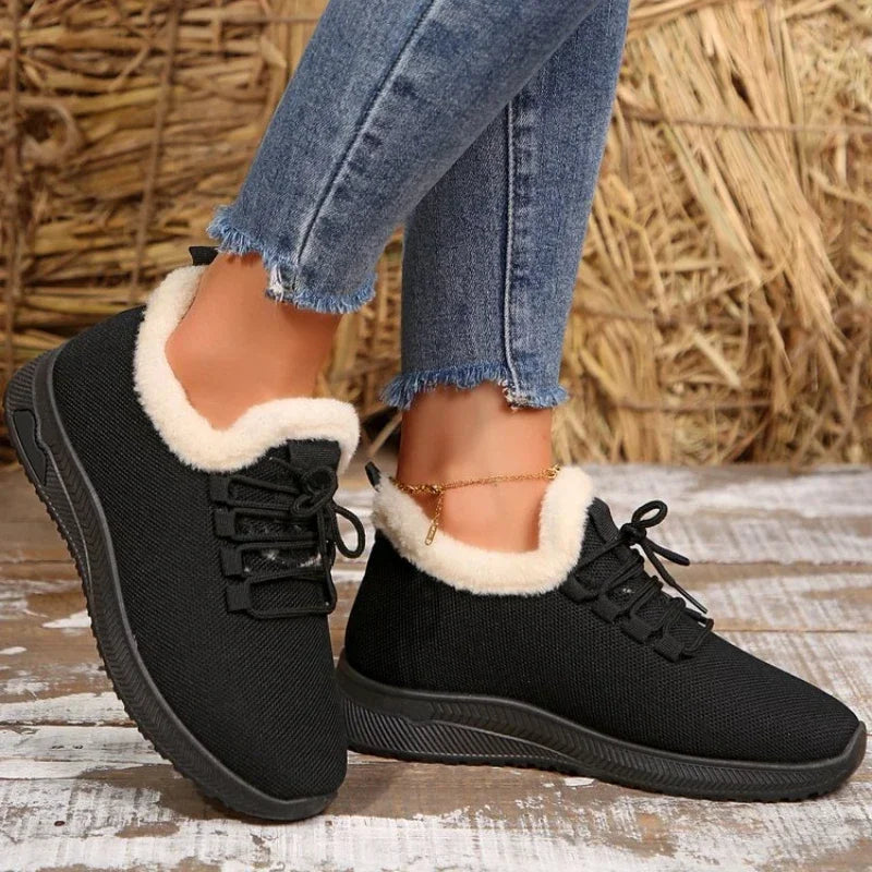 Winter Boots New Warm Thicken Snow Boots Lace Up Ankle Boots Non Slip Plush Fur Shoes Keep Warm Ankle Botas
